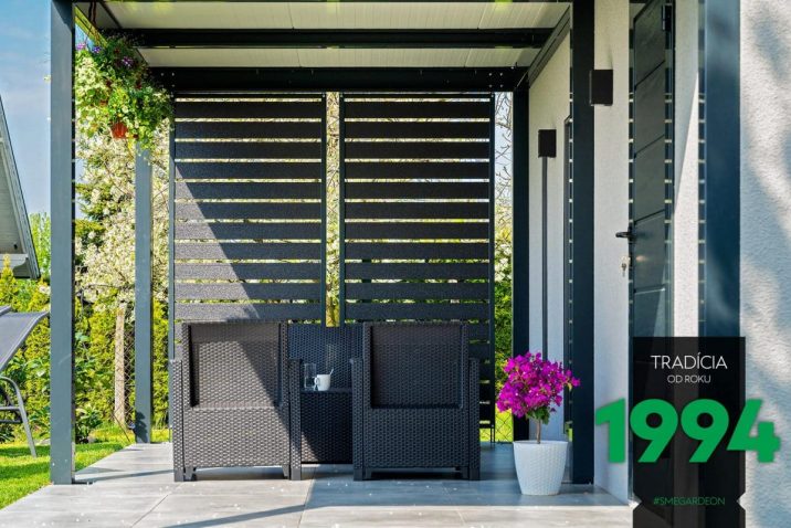 Detailansicht: Überdachung GARDEON mit Wandelementen aus Stahl