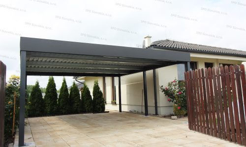 Ein Doppelcarport mit Flachdach in anthrazit von GARDEON