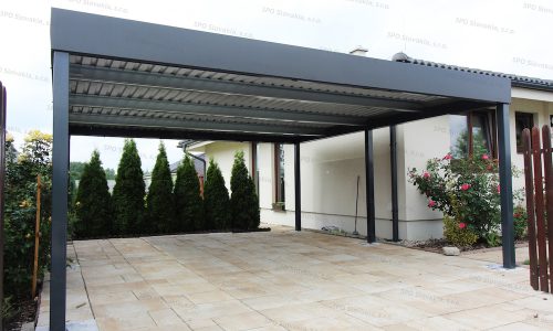 Ein Doppelcarport mit Flachdach in anthrazit