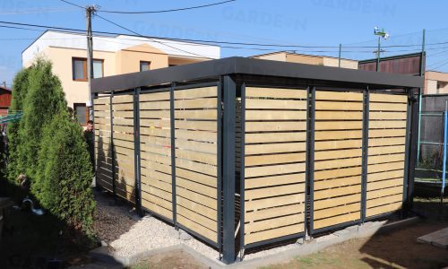 Die hintere Seite des Carports von GARDEON