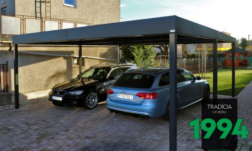 2 Autos geparkt unter dem Doppelcarport von GARDEON