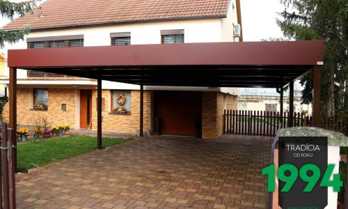 Großes montiertes GARDEON Carport in Farbe Braun