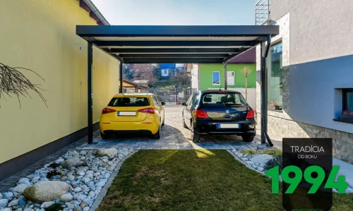 Doppelcarport von GARDEON verpulvert in der Farbe RAL7016 - Anthrazit