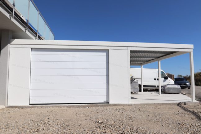Die Garage von GARDEON komplett in weiß - modern und schlicht