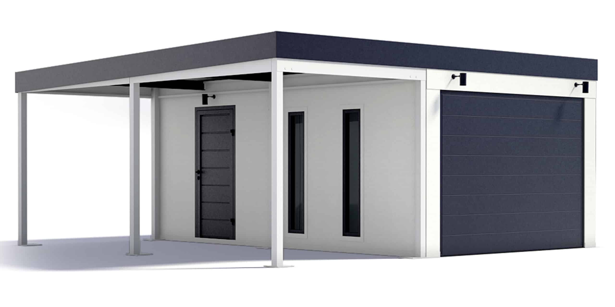 Eine Garage mit Carport