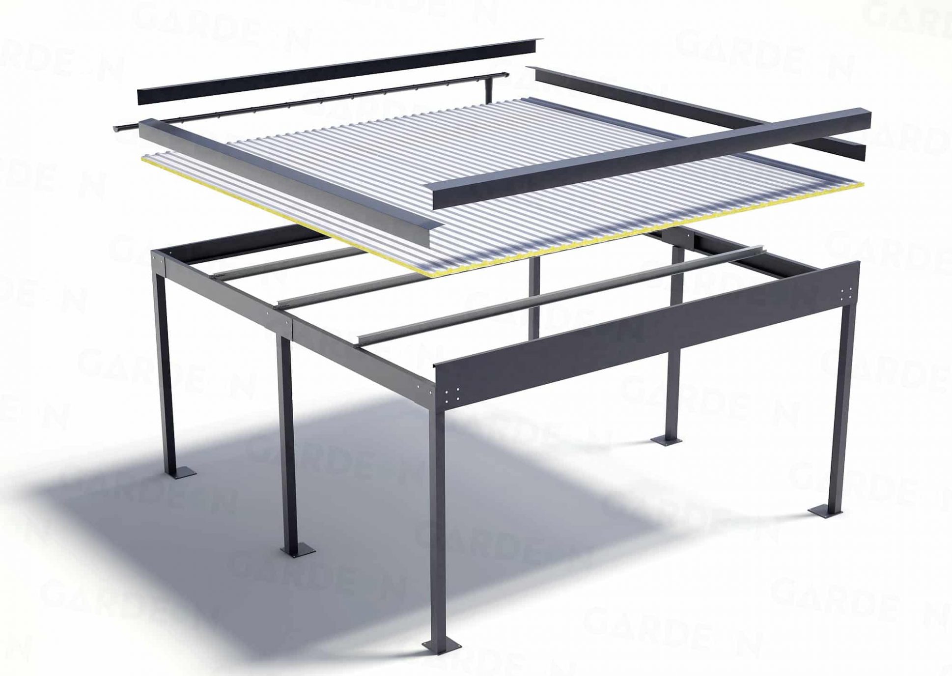 Visualisierung des Doppelcarports mit THP Dach