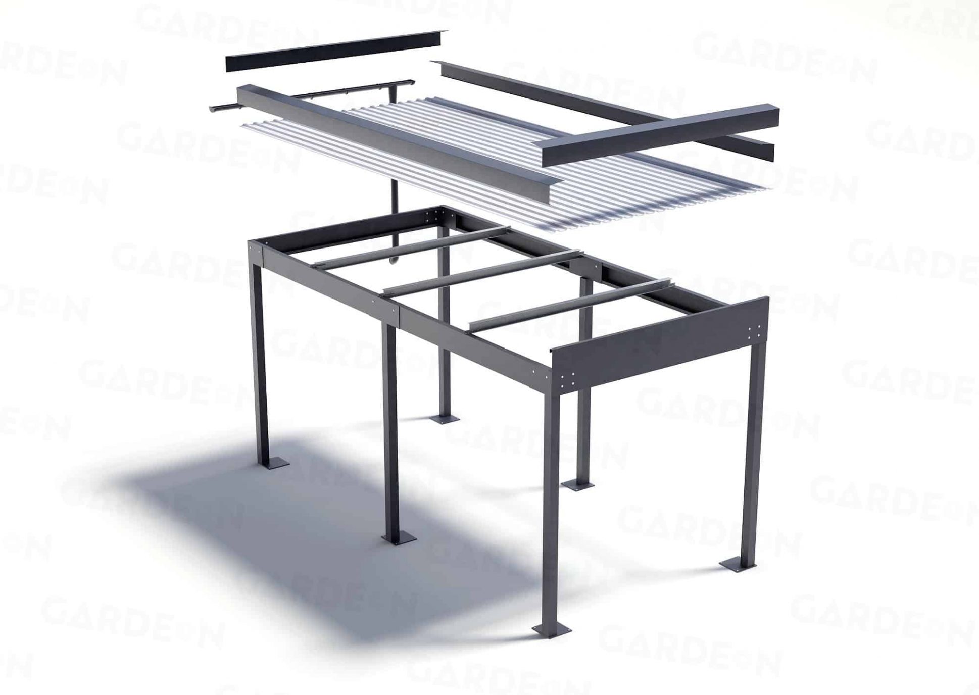 Visualisierung des Carports für ein Auto