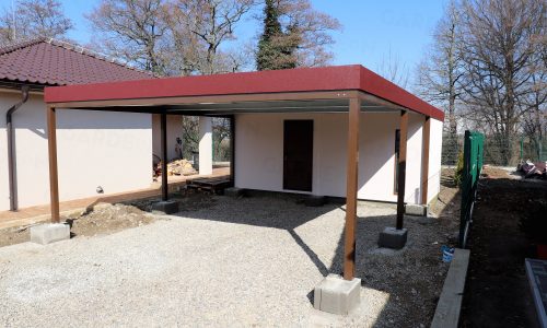 Ein Doppelcarport in braun