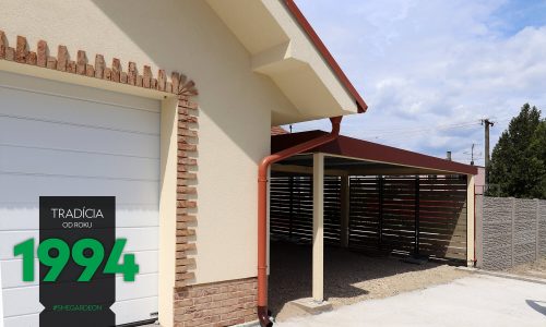 Carport von GARDEON in licht-gelb mit Wandausfüllungen aus Holz