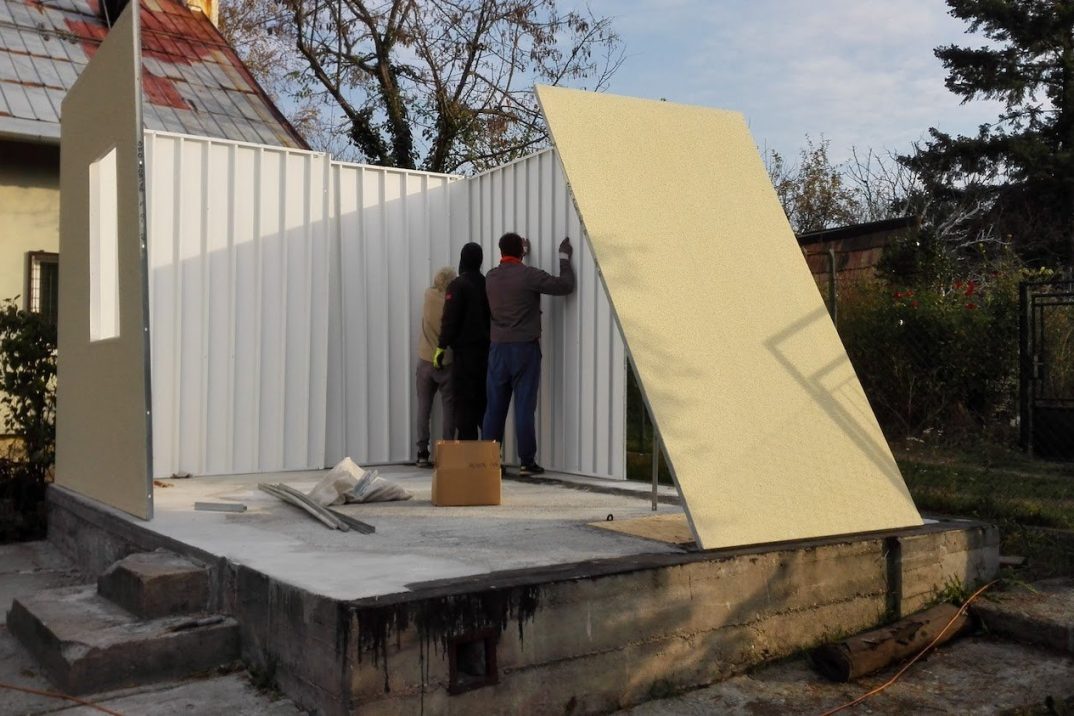 Der Aufbau der einzelnen Wände des Häuschens