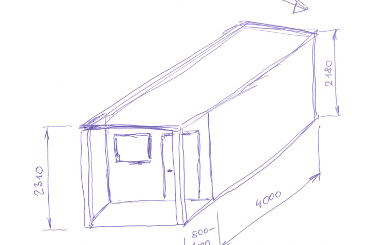 Skizze des geplanten Gartenhauses