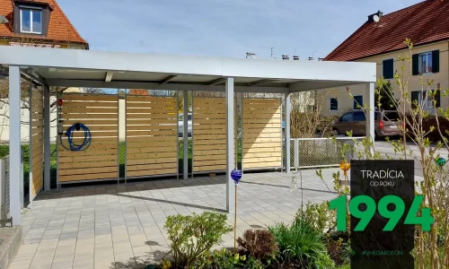 Stahlcarport GARDEON mit Wandelementen aus Fichtenholz