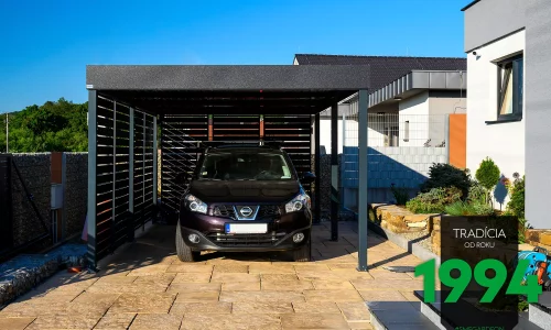 GARDEON Einzelcarport mit wartungsfreiem Sichtschutz aus Metall