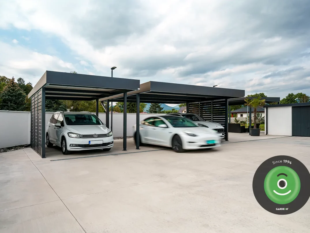 Montiertes Stahlcarport GARDEON mit Wandausfüllung