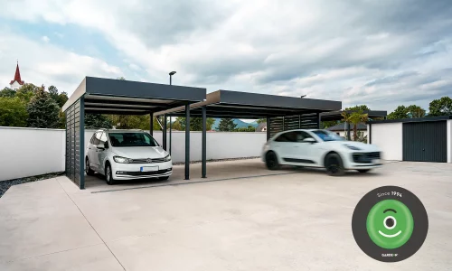 Montiertes Stahlcarport GARDEON mit Wandausfüllung