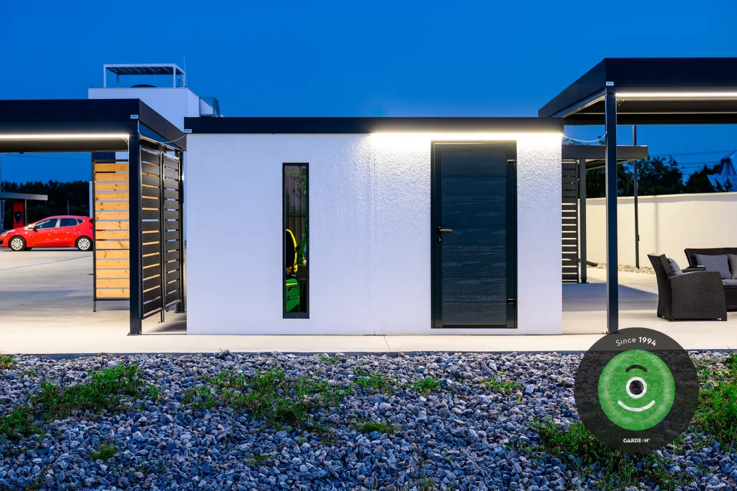 Gartenhäuschen GARDEON mit Dachgefälle an die Hinterseite