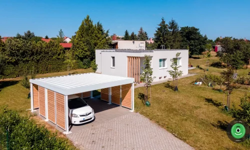 Carport mit Dachgefälle nach hinten