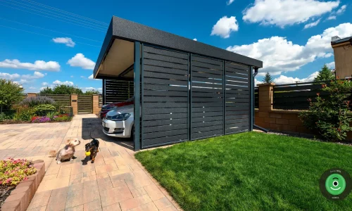 Vorgefertigtes Stahlcarport GARDEON mit Wandelementen
