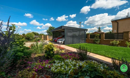 Vorgefertigtes Stahlcarport GARDEON mit Wandelementen