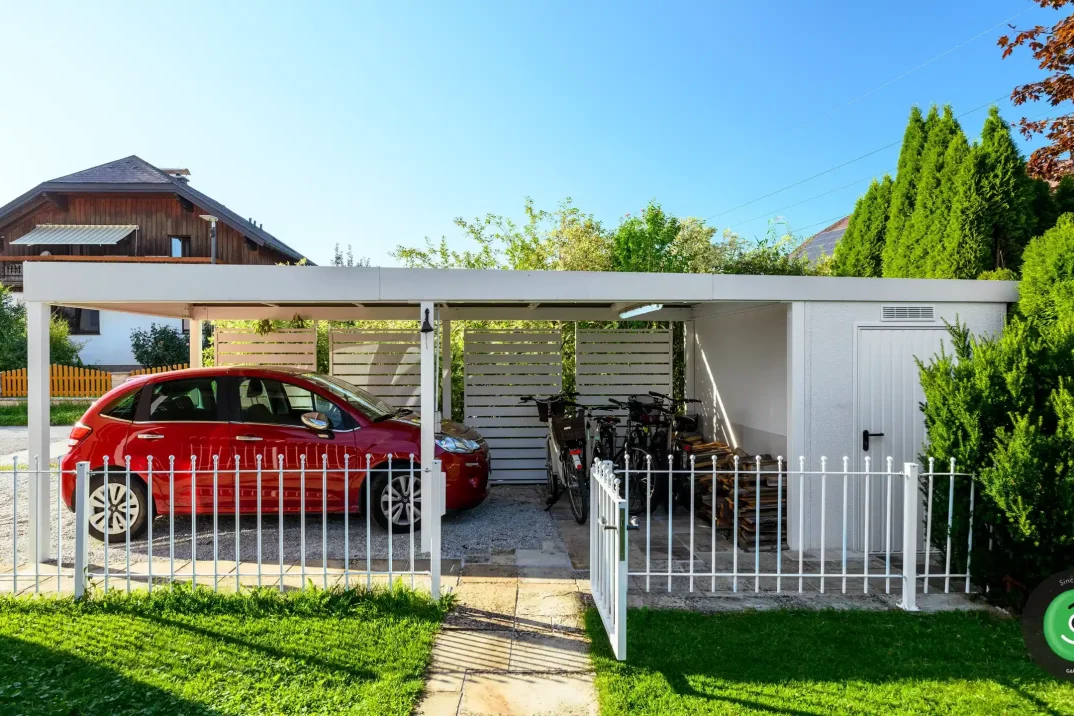 Gartenhäuschen GARDEON mit carport für ein auto