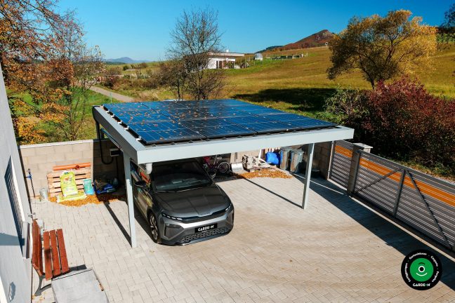 Doppel Unterstand zum Parken von Autos mit Flachdach